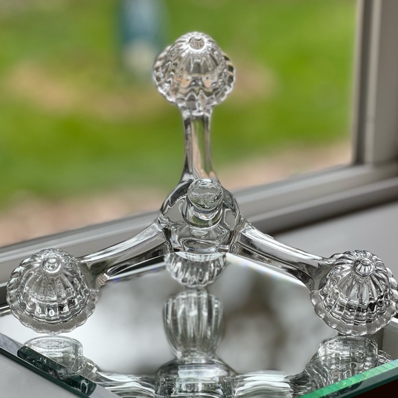 1950’s Candle Holder Vintage Crystal Glass Candleabra Gift Stackable Cambridge - Picture 4 of 8